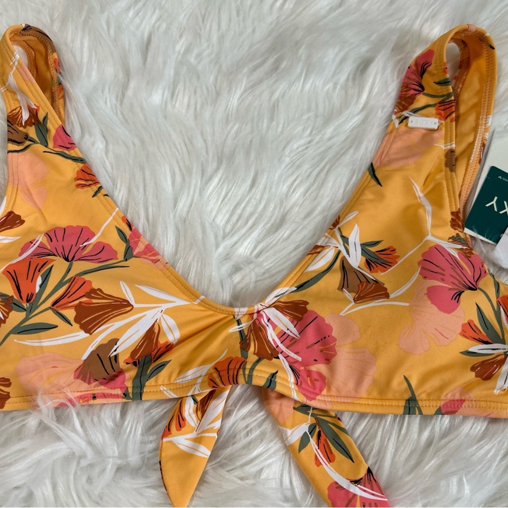 NWT Roxy Women's Floral Yellow beach bralette tropical padded $46 - Picture 2 of 5